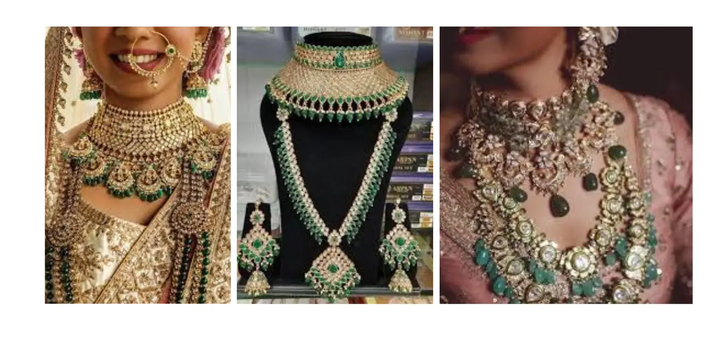 green jewellery for bride