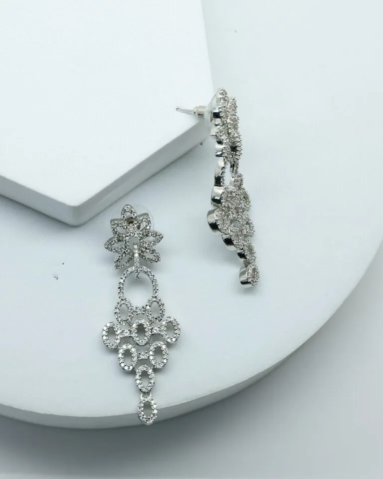 Silver Tree Long Earrings for Women