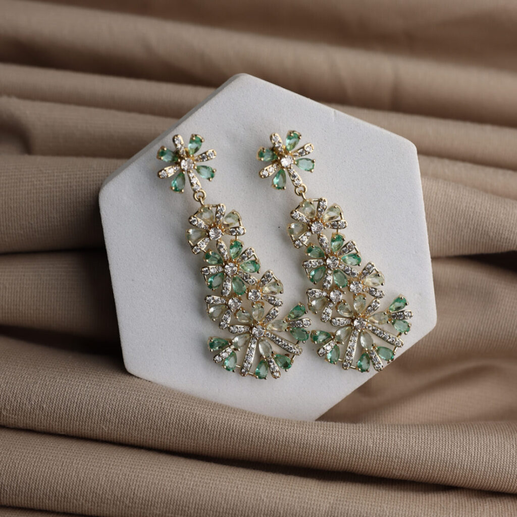Green FloraDrop Earrings for women