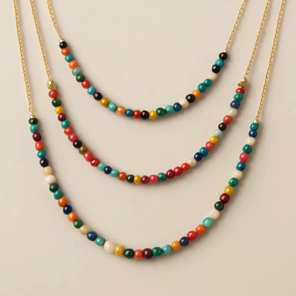 simple multicolor beads necklace