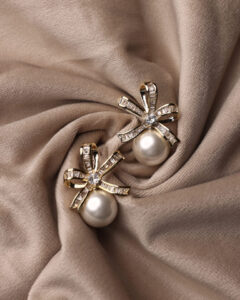 bow pearl earrings for women