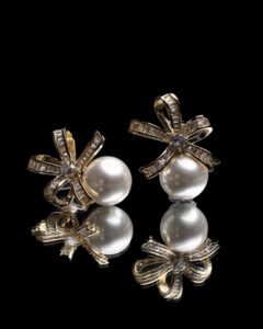 bow pearl earrings for women