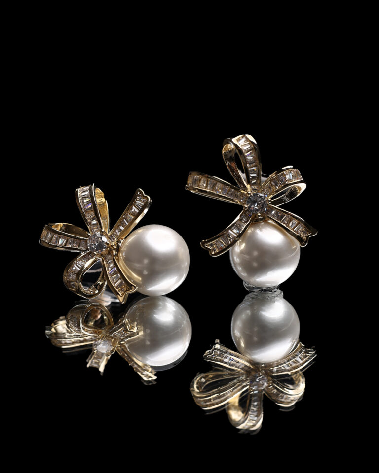 bow pearl earrings for women