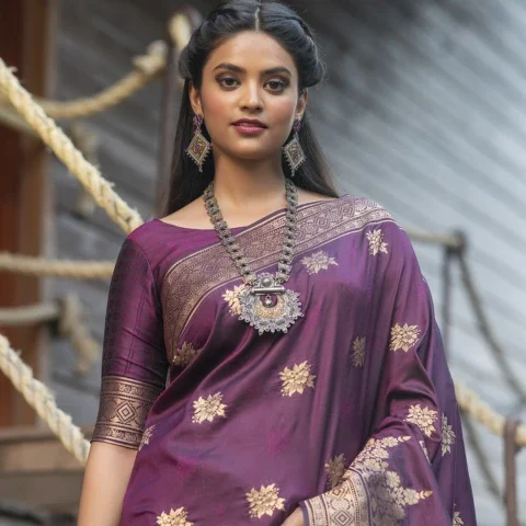 How to Style Jewellery for a Purple Saree 1 How to Style Jewellery for a Purple Saree 1
