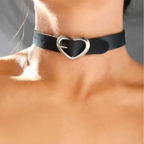 leather and metal choker